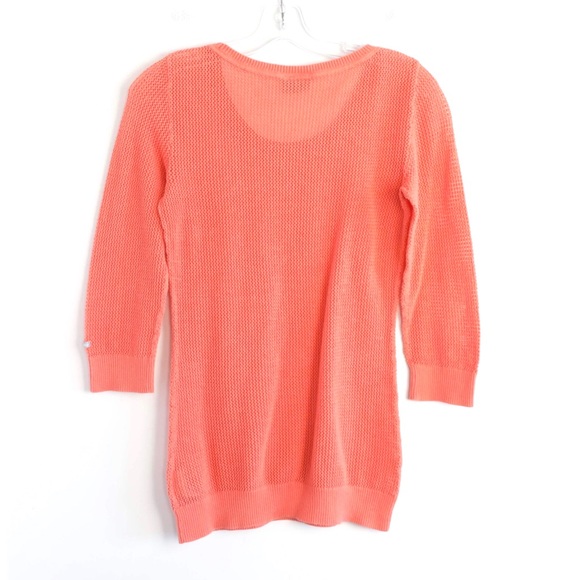 Columbia knit mesh net orange cotton sweater Small - Picture 2 of 6